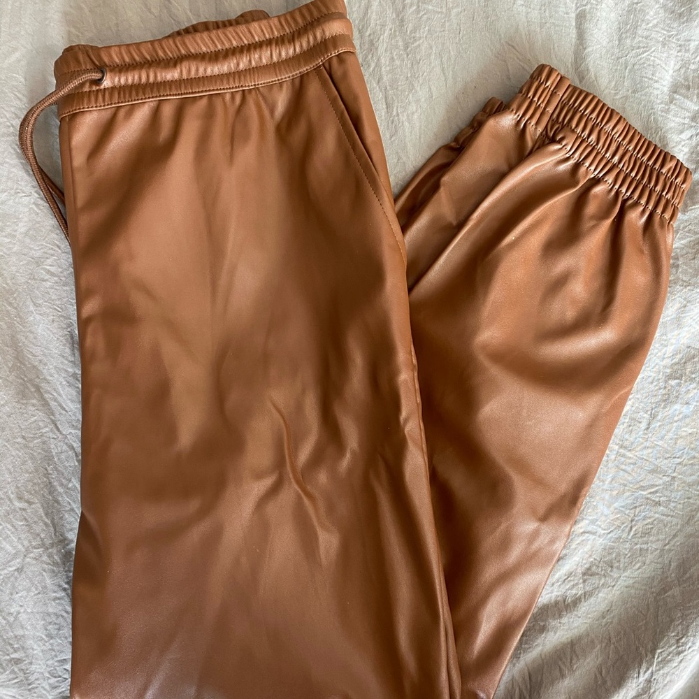 Leather joggers